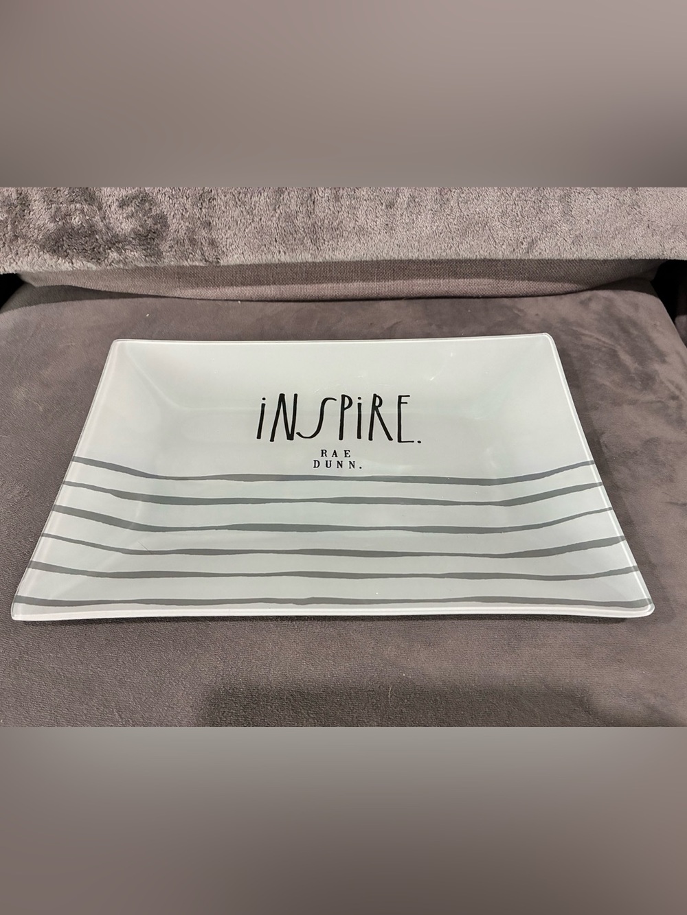 Rae Dunn Inspire Striped Platter - Gray & White